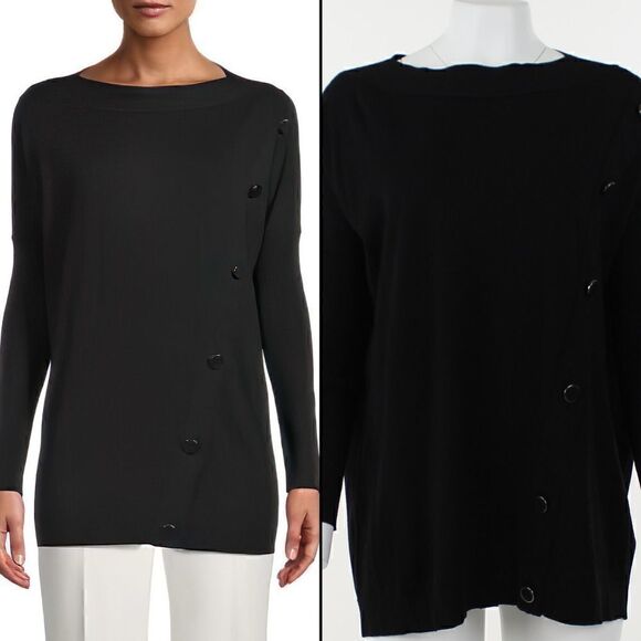 Anne Klein Anne Black Women's Long Sleeve High Neck Pullover - Picture 1 of 5